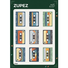 Zupez Retro Kaset Tasarımlı Ütüyle Uygulamalı Premium Kumaş Transfer Baskı