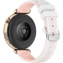Dexmon Huawei Watch Gt4 - Gt5 - Gt6 41MM Uyumlu 18MM Çiçek Desenli Tokalı Silikon Kordon
