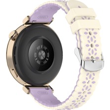 Dexmon Huawei Watch Gt4 - Gt5 - Gt6 41MM Uyumlu 18MM Çiçek Desenli Tokalı Silikon Kordon