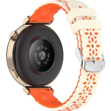 Dexmon Huawei Watch Gt4 - Gt5 - Gt6 41MM Uyumlu 18MM Çiçek Desenli Tokalı Silikon Kordon