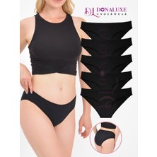 Donaluxe Kadın Slip Külot, Siyah Renk Bikini Külot, Pamuklu Yumuşak Kumaş 5'li Paket Bikini Külot