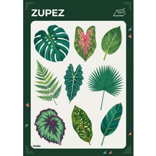 Zupez Botanik Yaprak Desenli Ütüyle Uygulamalı Kumaş Transfer Dekoratif Baskı