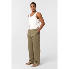 Vamos Yıkamalı Gabardin Baggy Pantolon Haki