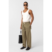 Vamos Bağcıklı Baggy Gabardin Pantolon Haki