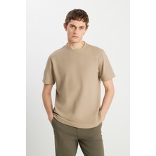 Wrangler W25107118614 Bej Erkek Regular Fit Bisiklet Yaka T-Shirt