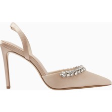 Nass Sandra 100 Kristal Işlemeli Saten Slingback Stiletto, Şık ve Zarif