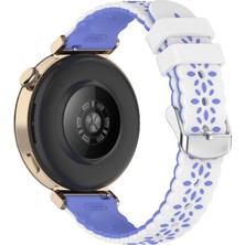 Dexmon Huawei Watch Gt4 - Gt5 - Gt6 41MM Uyumlu 18MM Çiçek Desenli Tokalı Silikon Kordon