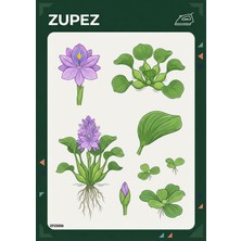 Zupez Mor Çiçek Yeşil Yaprak Botanik Ütüyle Uygulamalı Kumaş Transfer ZPZ056