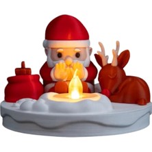 Arthurs Eco Lounge Santa & Geyik Işıklı Figür 11 cm – LED Mum Dahil Yılbaşı Dekoru