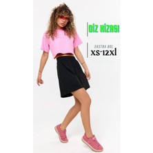 Vladivosto Diz Hizasında Büyük Beden Ekstra Bol Kalıp Beli Lastikli Siyah Gri Oversize Şort