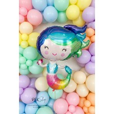 Pekshop Gökkuşağı Renkler Deniz Kızı Folyo Balon