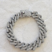 Canka 2 cm Taşlı Cuban Bileklik Unisex
