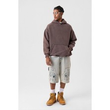 Vamos Premıum Yırtık Detaylı Oversize Sweatshirt Kahve