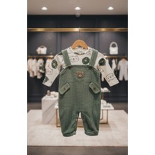 Kidzes Kız-Erkek Bebek Ayıcıklı Raporlu Zıbınlı Salopet-Tulum %100 Pamuk