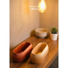 Mosarte Ribbed Modern Yivli Oval Tasarım Vazo / Dekoratif Obje 2'li Set