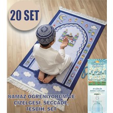 Simply Line Namaz Öğreniyorum Broşürü ve Çizelgesi Tesbih Erkek Çocuk Seccadesi Hediyelik Seccade Toplu