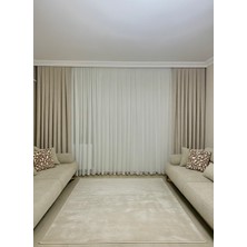 Perdenin Adresi Bohem Kumaş, Teddy Fon Perde Bej/sütlü Kahve 1/3 Sık Pile (Tek Kanat)