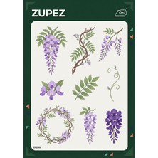 Zupez Mor Sarmaşık Çiçek Desenli Ütüyle Yapışan Transfer Baskı Tasarım ZPZ009