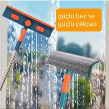 Skygo Cam Silme Aparatı Teleskopik Çift Yönlü Pratik 180 Derece Döner Pencere Cam Temizleyici Çekpas