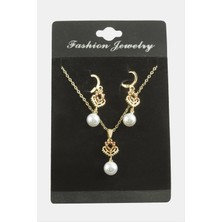 Zero Sptrns Kalp Inci Zirkon Taşlı Set Kolye-Kırmızı