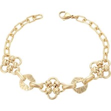 SERENES Düğümlü ve Dokulu Yuvarlak Motifli 14 Ayar Altın Kaplama Kadın Bileklik