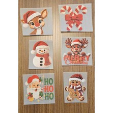 Patiska Tasarım 6 Adet Yılbaşı Desenli Dtf Baskı 7 cm – Kıyafet, Jüt Ip ve Jüt Kumaş Uyumlu Transfer Baskı