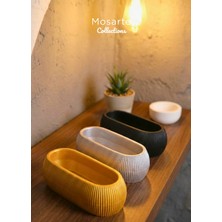 Mosarte Ribbed Modern Yivli Oval Tasarım Vazo / Dekoratif Obje 3'lü Set