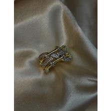 MonCherietr Ivy Pirinç Üzeri Altın Kaplama Yüzük