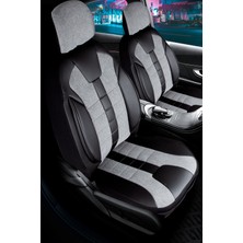 Mk Express Mk Ssanyoung Kyron Uyumlu Keten Oto Koltuk Kılıfı Deri Detaylı 5 Li Set Vista Seri Füme