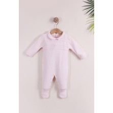 Kidello Pembe Kız Erkek Triko Tulum Yakalı | 0-3, 3-6, 6-9 Ay Bebek Tulum