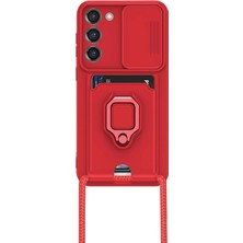 Buğz Samsung Galaxy S24 Plus Kılıf Zuma Kartvizitli Yüzüklü Silikon - Kırmızı