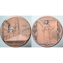 Banknoting Italya San Lurınz Madalyon Ünlü Gravür ve Madalyoncu Eugenıo Drıuttı Yapımı. 36,3 gr 40 Mm. Nadir