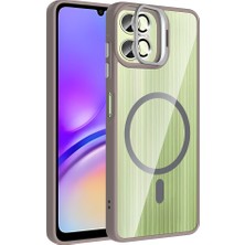 Sionel Galaxy A07 Kılıf Standlı ve Kamera Lens Hediyeli Zore Etro Kapak - Gri