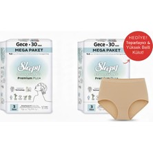 Sleepy Bio Natural Gece 30'lu Mega Paket Yüksek Belli Toparlayıcı Külot Hediye ile Süper Emicilik