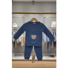 Kidzes Raporlu Ayıcık Cepli̇ %100 Cotton 2'li̇ Bebek Takımı Uni̇sex