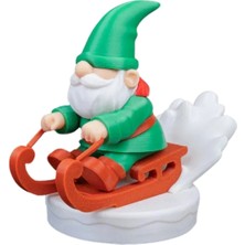 TE Dükkan Eco Lounge Kızaklı Cüce Noel Baba – Kış Temalı Masaüstü Biblo 3D Baskı