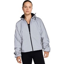 Nike Run Division Therma-Fit Reflective Running Full-Zip Hoodie Reflektörlü Gri Parlak Kadın Mont FV6420-010