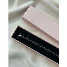 Desing 925 Ayar Gümüş Su Yolu Kadın Bileklik Siyah Taşlı Şık Takı 3 mm | 10.50 gr