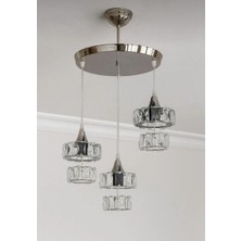 LED Yeni Model 3 Sarkıt Kristal Lüx Avize 3 Ampüllü Krom Renk