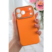 Fibaks iPhone 17 Pro Kılıf Lansman Kadife Soft Dokulu Lux Turuncu Kamera Korumalı Lensleri Açık Kapak