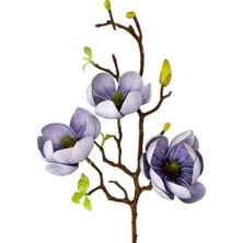 Nettenevime Yapay Çiçek Eva Lila Manolya 3 Çiçekli Uzun Dal 70CM Gerçeksi Doku