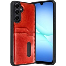 Buğz Samsung Galaxy A17 5g Sara Kartvizitli Deri Kılıf - Kırmızı