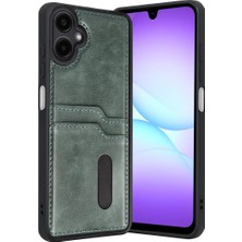 Buğz Samsung Galaxy A07 4g Sara Kartvizitli Deri Kılıf - Yeşil