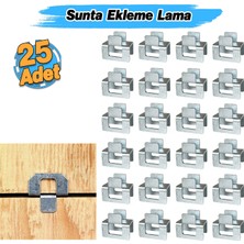 Badem10 (25 Adet) H Tipi Sunta Ekleme Laması Kontrplak Bağlama Sabitleme Ahşap Kaplama Metal Bağlantı Aparat