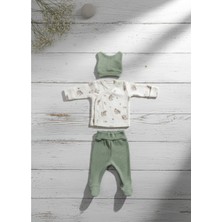 Kidzes Yenidoğan Desenli 3 Parça Hastane Çıkışı Zıbın Takımı Kız-Erkek