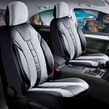 Mk Express Mk Peugeot 206 Uyumlu Keten Oto Koltuk Kılıfı Deri Detaylı 5 Li Set Vista Seri Füme