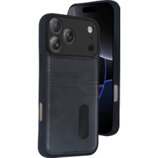 Buğz Apple Iphone 17 Pro Max Sara Kartvizitli Deri Kılıf - Siyah
