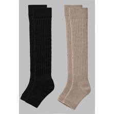 Cotenconcept 2 Çift Burunsuz Tabanlı Lastikli Diz Üstü Basic Pamuk İçerikli Tozluk