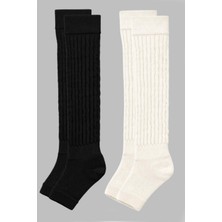 Cotenconcept 2 Çift Burunsuz Tabanlı Lastikli Diz Üstü Basic Pamuk İçerikli Tozluk