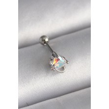 Clariss 316L Çelik Gümüş Renk Zirkon Taşlı Kalp Tragus Piercing -PRC-0868